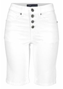 Arizona, Damen Jeansbermudas 'mit sichtbarer Knopfleiste', Weiß