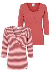 MAMALICIOUS, Damen Still-Bluse, Rot / Weiß