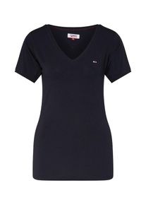 Tommy Jeans, Damen Shirt 'TJW SHORTSLEEVE STRETCH TEE', Schwarz