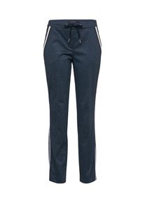 comma, Damen Bügelfaltenhose, Beige / Dunkelblau / Weiß