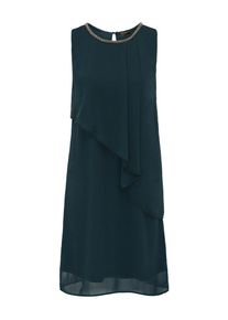 Apart, Damen Chiffonkleid asymmetrisch mit bestickten Ausschnitt, Smaragd
