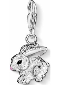 Thomas Sabo, Damen Charm-Einhänger 'Hase, 0819-007-12', Rosa / Schwarz / Silber