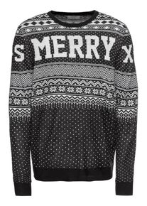 Jack & Jones JACK & JONES, Herren Pullover 'JORFLAKE', Schwarz / Weiß