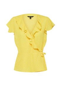 Banana Republic, Damen Shirt 'SS RUFFLE WRAP TOP NOPRINT LEAVES', Gelb