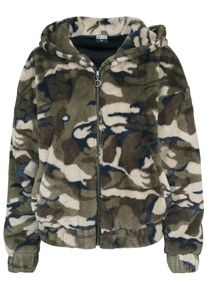 Urban Classics, Damen Jacket 'Teddy', Beige / Braun / Grün