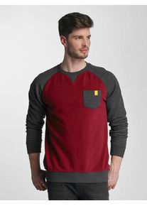 Just Rhyse, Herren Pullover Oslo Var mit Brusttasche, Grau / Rot