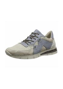 Rieker, Damen Schn&uuml;rschuhe, Kitt / Taubenblau / Hellgrau