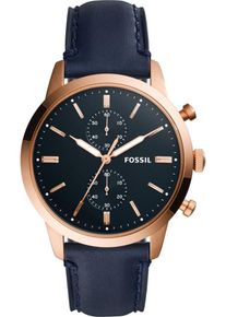 Fossil, Herren Chronograph-Uhr 'TOWNSMAN', Dunkelblau / Rosegold