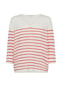 Tom Tailor Denim, Damen Pullover, Feuerrot / Offwhite