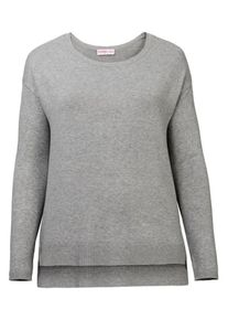 sheego Casual, Damen Rundhalspullover, Grau