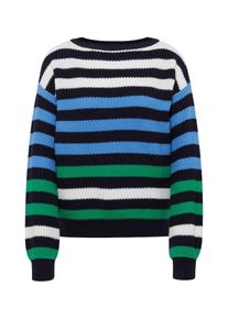 Tom Tailor, Damen Pullover, Rauchblau / Nachtblau / Grün / Weiß