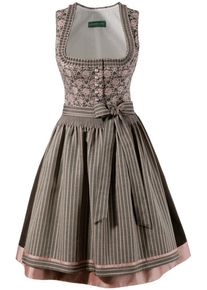 Country Line, Damen Dirndl midi mit floralem Muster, Braun / Rosa