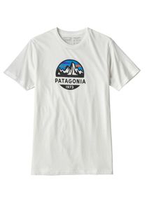 Patagonia, Herren T-Shirt 'Fitz Roy Scope Organic', Blau / Neonlila / Orangerot / Schwarz / Weiß