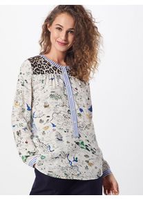 Oui, Damen Bluse, Blau / Braun / Schwarz / Weiß