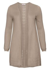 sheego Style, Damen Longstrickjacke, Dunkelbeige