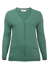 sheego Casual, Damen Basic Cardigan, Grasgr&uuml;n