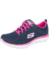 Skechers, Damen Sneaker, Enzian / Neonpink / Wei&szlig;