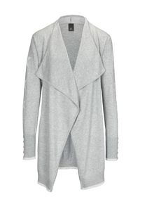Heine, Damen Strickjacke, Graumeliert / Wei&szlig;