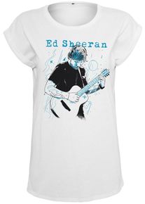Merchcode, Damen Tee 'Ed Sheeran Guitar', Himmelblau / Schwarz / Weiß