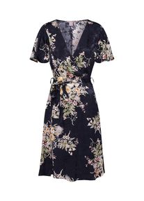 Anna Field, Damen Kleid 'floral wrap dress', Dunkelblau / Weiß
