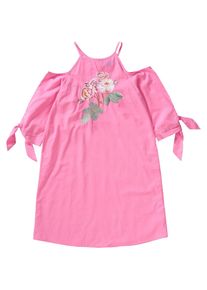 Blue Seven, Mädchen Kleid mit Cut-Offs und Stickereien, Pink