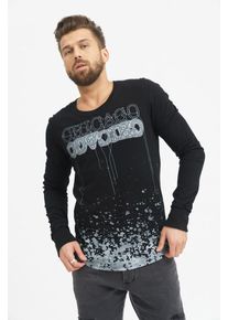 Trueprodigy, Herren Langarmshirt 'Chicago 2.0', Grau / Schwarz