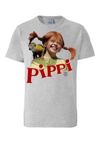 logoshirt, Herren T-Shirt "Pippi Langstrumpf ", Grau / Rot