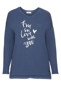 sheego Casual, Damen Longpullover, Rauchblau