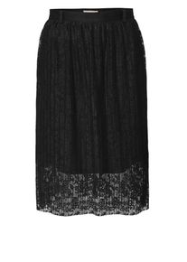 TRIANGLE, Damen Midi-Rock aus Bluspitze, Schwarz