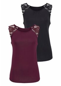 Lascana, Damen Top, Burgunder / Schwarz