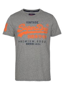 Superdry, Herren T-Shirt 'Premium Goods Duo Lite', Marine / Graumeliert / Dunkelorange
