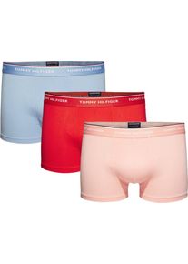Tommy Hilfiger Underwear, Herren Unterw&auml;sche '3P Trunk', Hellblau / Altrosa / Rot