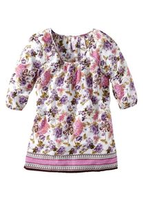 sheego Casual, Damen Tunika mit Carree-Ausschnitt, Beige / Grün / Lila / Beere