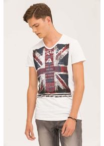 Trueprodigy, Herren T-Shirt 'EUnion Jack', Kirschrot / Schwarz / Weiß