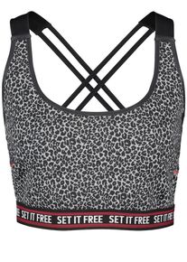 Taifun, Damen Top Sport Bustier, Grau / Rot / Schwarz