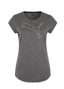 Puma, Damen T-Shirt 'ELEVATED ESS Cat Heather', Graumeliert / Wei&szlig;