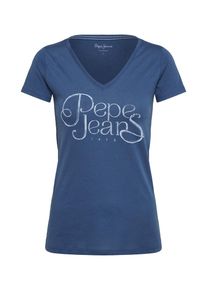 Pepe Jeans, Damen T-Shirt 'PEPA', Royalblau / Weiß