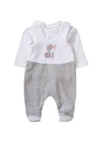 Sterntaler, M&auml;dchen Set Strampler mit Langarmshirt, Grau / Wei&szlig;