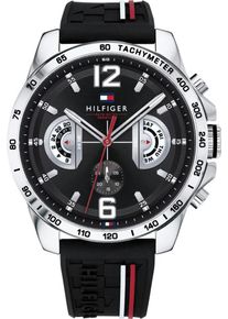 Tommy Hilfiger, Herren Multifunktionsuhr, Schwarz / Silber