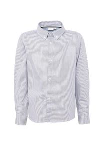 name it, Hemd 'NITPLUSK LS SHIRT BOX M MINI', Anthrazit / Wei&szlig;