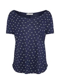 Tom Tailor Denim, Damen Shirt 'Fluent Print', Dunkelblau / Weiß