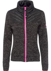 Superdry, Damen Fleecejacke 'STORM HYBRID TRACK', Schwarz / Schwarzmeliert