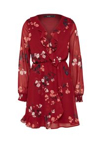 Véro Moda VERO MODA, Damen Kleid 'HALLIE FRILL', Bordeaux / Schwarz / Weiß