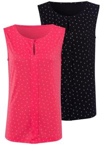 Lascana, Damen Top, Neonpink / Schwarz / Weiß