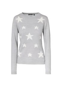 Blue, Damen Pullover, Grau / Wei&szlig;