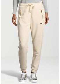 True Religion, Damen Sweathose 'ZIPPER', Beige