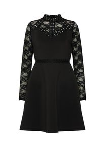 Lost Ink, Damen Kleid 'Trim and Lace Scuba Fit & Flare Dress', Schwarz