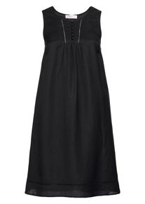 sheego Class, Damen Leinenkleid, Schwarz