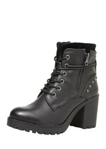 Tom Tailor, Damen Schnürstiefelette mit Blockabsatz, Schwarz