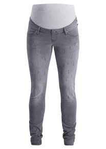 Queen mum, Damen Straight Umstandsjeans, Grau